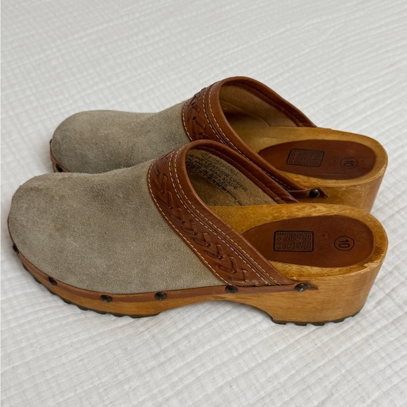 Vintage 90’s Y2K Faded Glory Suede Leather Chunky Slip On Wooden Clogs Size 10 - Picture 3 of 15
